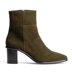 Patina by Portland Leather Goods Olive Suede Heeled Ankle Boots
